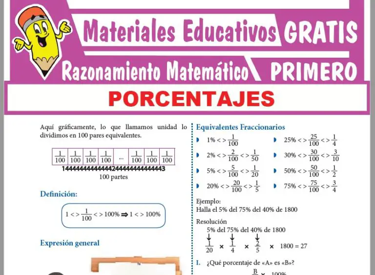 Ejercicios De Porcentajes Para Sexto Grado