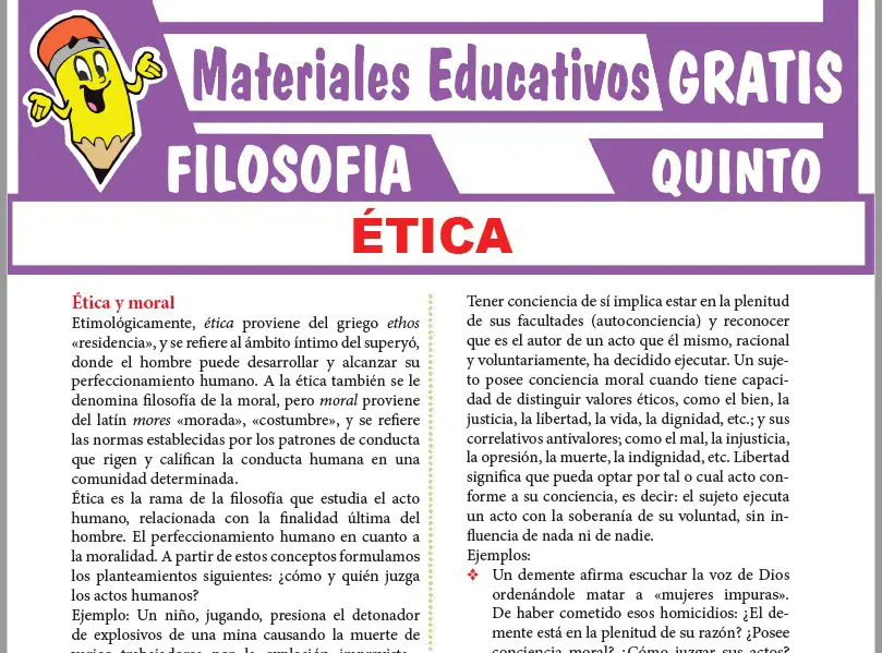 Ética y Moral para Quinto Grado de Secundaria ≫ Materiales GRATIS