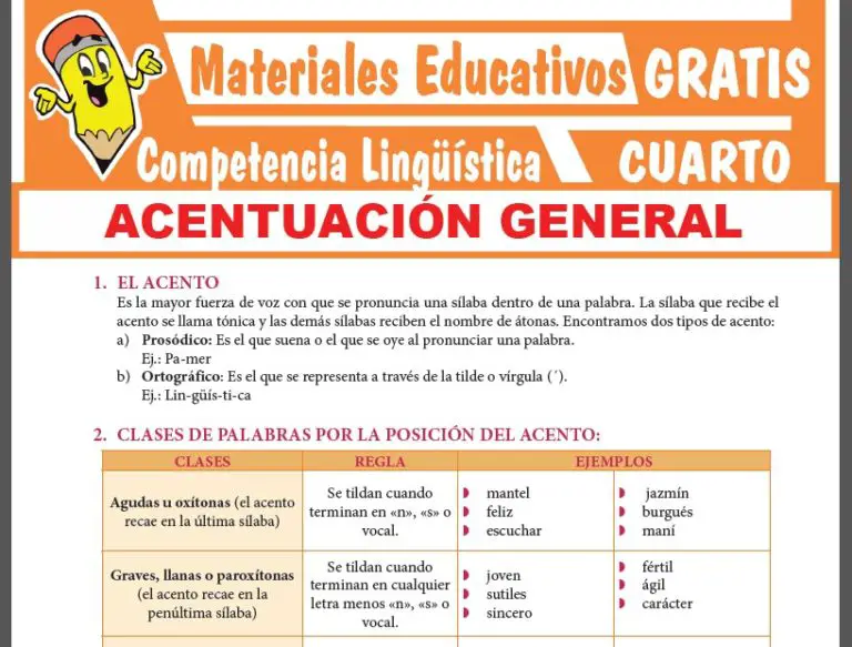 Acentuación General Para Cuarto Grado De Secundaria ≫ Materiales 7968