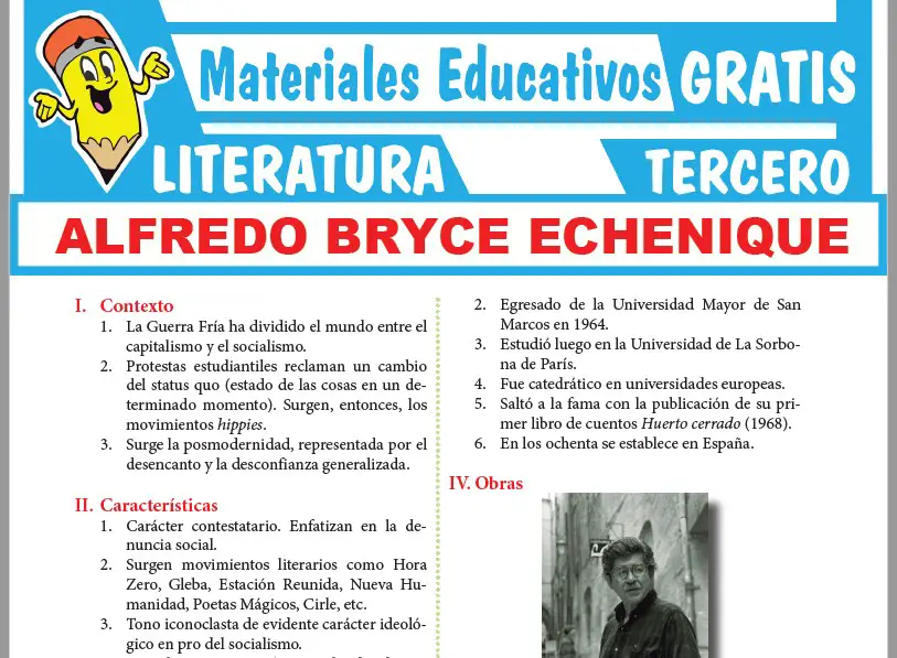 Ficha de Alfredo Bryce Echenique para Tercer Grado de Secundaria