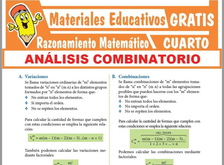 Análisis Combinatorio para Cuarto Grado de Secundaria ≫ GRATIS