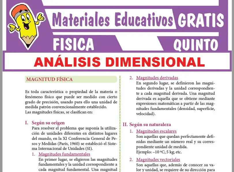 Ficha de Análisis Dimensional para Quinto Grado de Secundaria