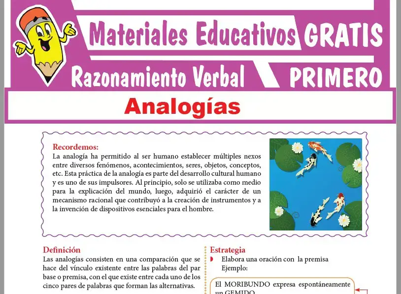 Ficha de Analogías Ejercicios para Primer Grado de Secundaria