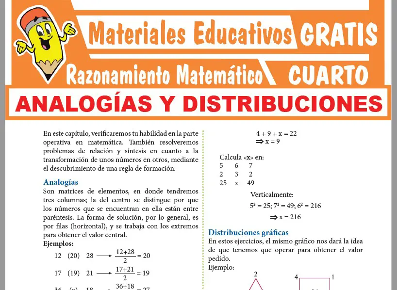 Ficha de Analogías y Distribuciones para Cuarto Grado de Secundaria