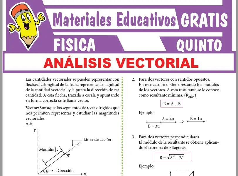 Ficha de Análisis Vectorial para Quinto Grado de Secundaria