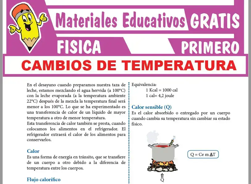 Ficha de Cambios de Temperatura para Primer Grado de Secundaria