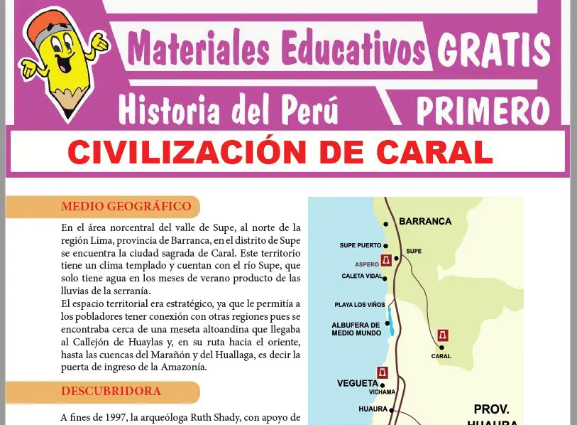 Ficha de Civilización de Caral para Primer Grado de Secundaria