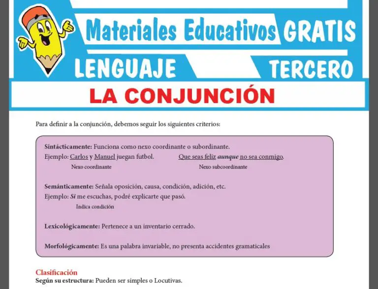 Clases De Conjunciones Para Tercer Grado De Secundaria - GRATIS