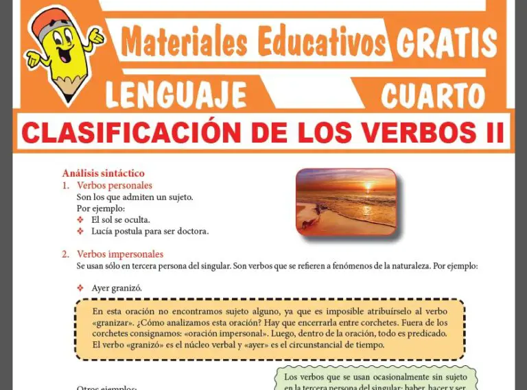 Clasificación Sintáctica De Los Verbos Para Cuarto Grado De Secundaria