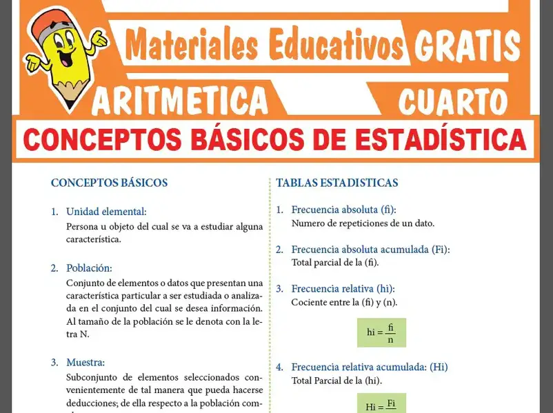 Ficha de Conceptos Básicos de Estadística para Cuarto Grado de Secundaria