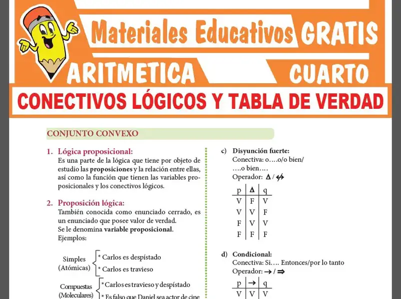 Conectivos Lógicos y Tabla de Verdad para Cuarto Grado de Secundaria