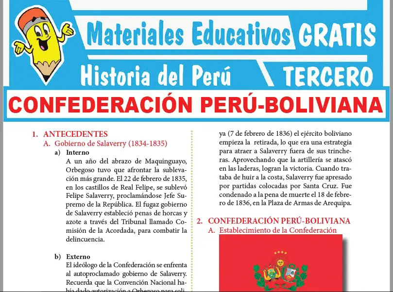 Ficha de Confederación Perú-Boliviana para Tercer Grado de Secundaria