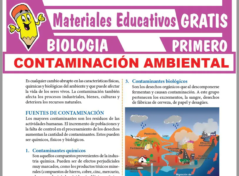 Ficha de Contaminación Ambiental para Primer Grado de Secundaria