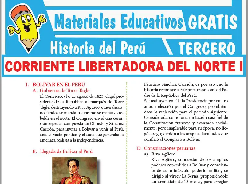 Ficha de Corriente Libertadora del Norte para Tercer Grado de Secundaria