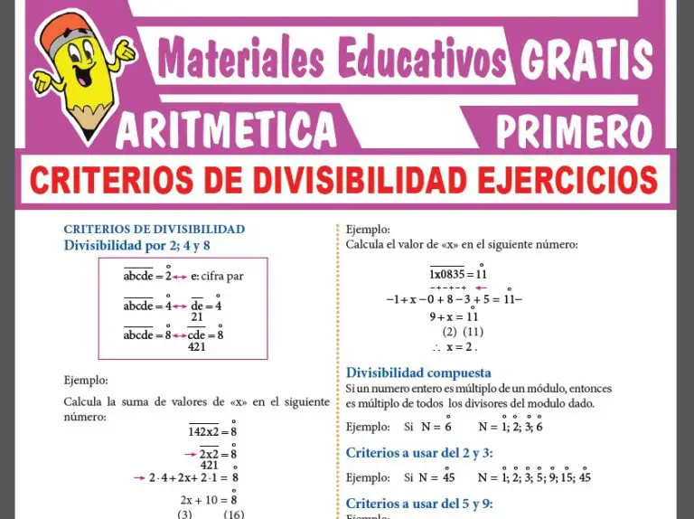 Criterios De Divisibilidad Ejercicios Para Primer Grado De Secundaria