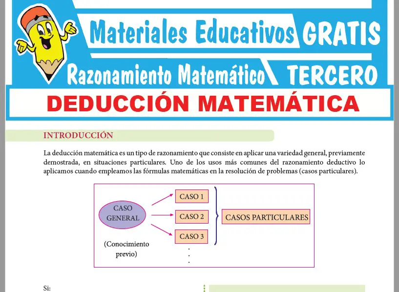 Ficha de Deducción Matemática para Tercer Grado de Secundaria