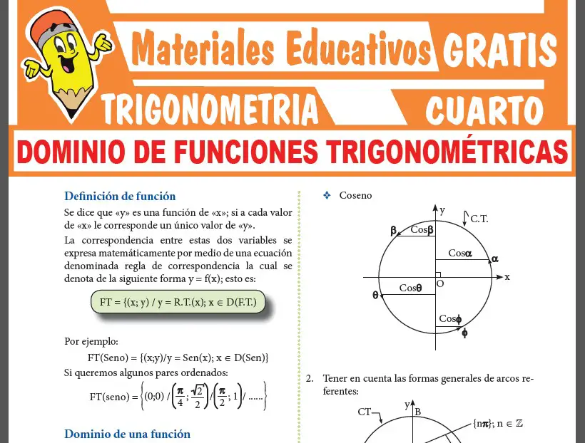 Dominio de Funciones Trigonométricas para Cuarto Grado de Secundaria