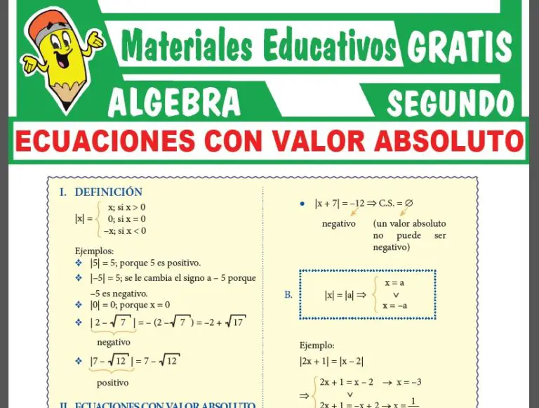 Ecuaciones con Valor Absoluto para Segundo Grado de Secundaria