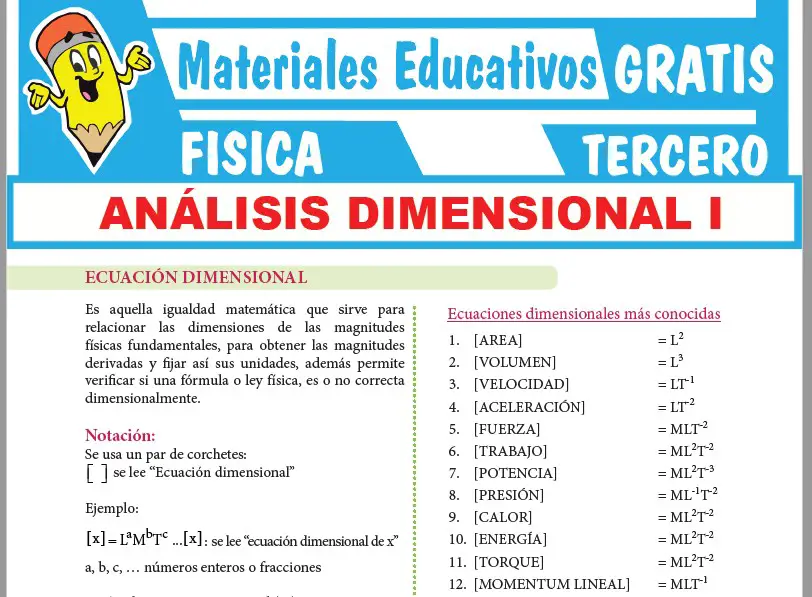 Ficha de Ecuación Dimensional para Tercer Grado de Secundaria