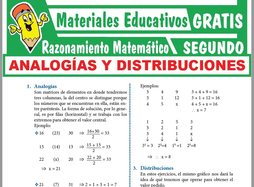 Ficha de Ejercicios de Analogías y Distribuciones para Segundo Grado de Secundaria