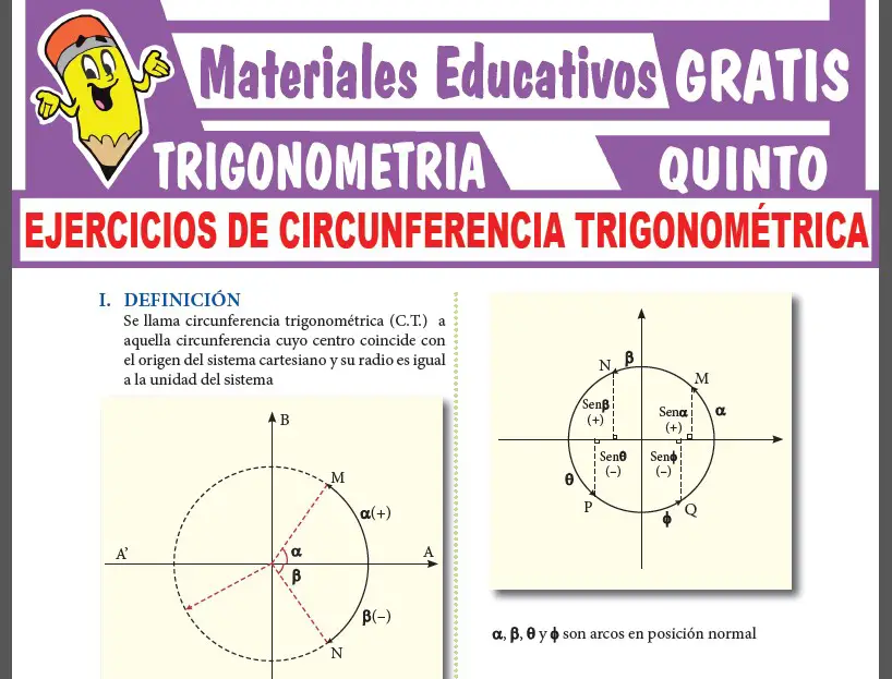 Ejercicios de Circunferencia Trigonométrica para Quinto Grado de Secundaria
