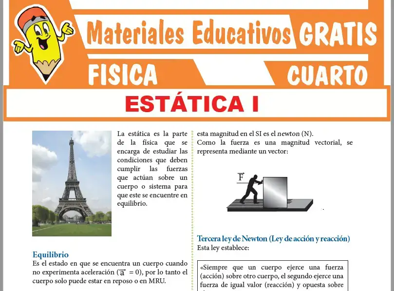 Ficha de Ejercicios de Estática para Cuarto Grado de Secundaria