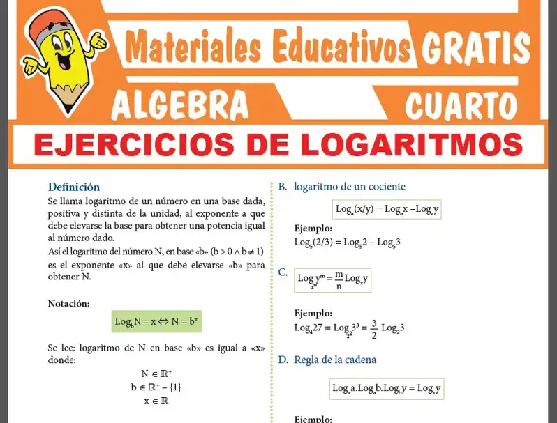 Ejercicios de Logaritmos para Cuarto Grado de Secundaria