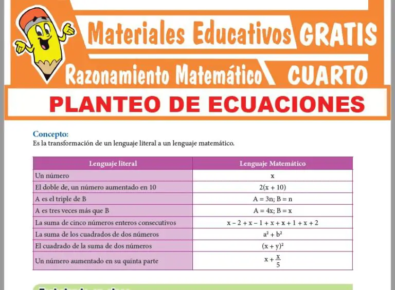 Ejercicios de Planteo de Ecuaciones para Cuarto Grado de Secundaria