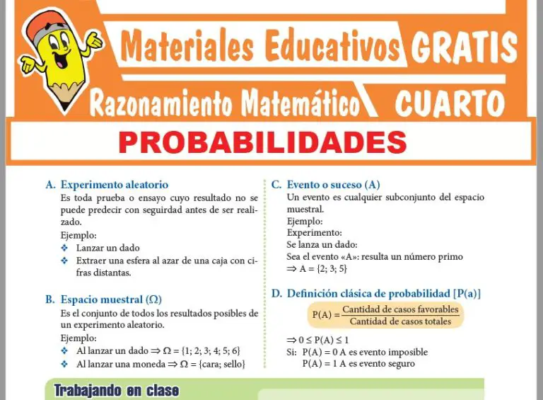 Ejercicios de Probabilidades para Cuarto Grado de Secundaria ≫ GRATIS