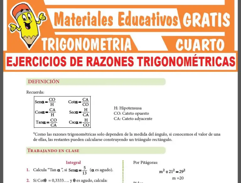 Ejercicios de Razones Trigonométricas para Cuarto Grado de Secundaria