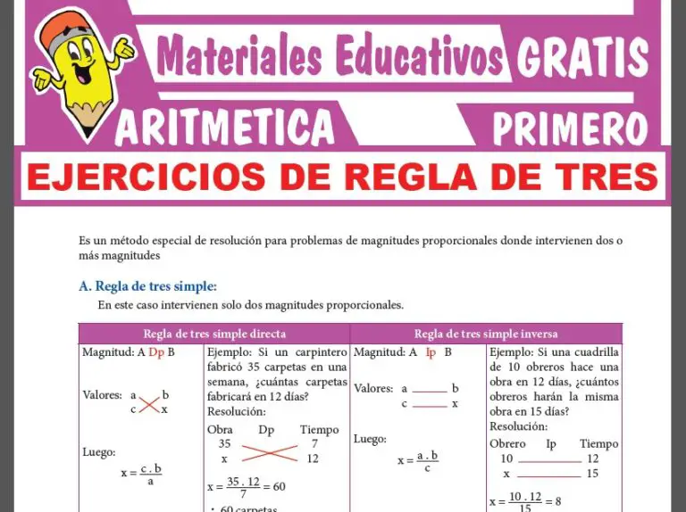 Ejercicios De Regla De Tres Para Primer Grado De Secundaria ≫ Gratis