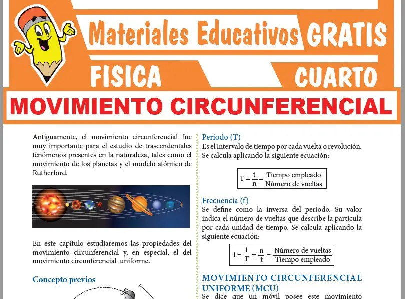 Ficha de Ejercicios del Movimiento Circunferencial para Cuarto Grado de Secundaria