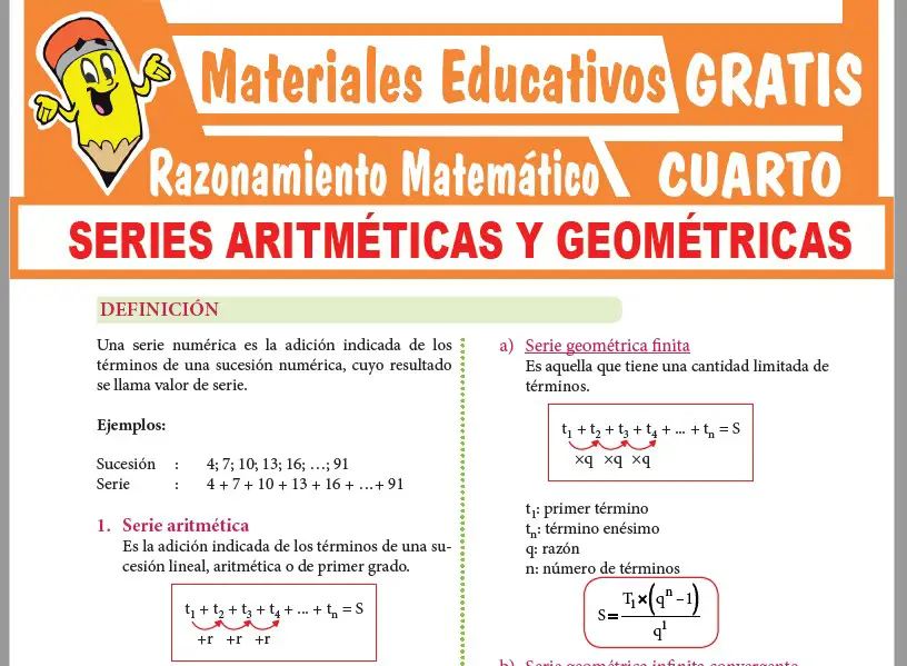       Ficha de Ejercicos de Series Aritméticas y Geométricas para Cuarto Grado de Secundaria