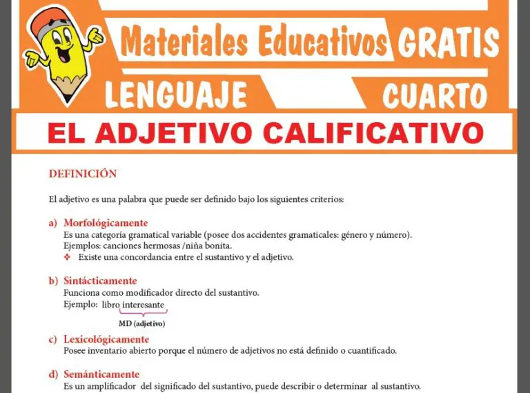 Grados Y Clases De Adjetivo Calificativo Para Cuarto Grado De Secundaria