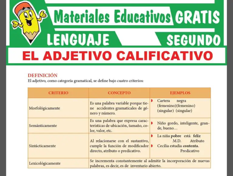 El Adjetivo Calificativo Para Segundo Grado De Secundaria ≫ Gratis