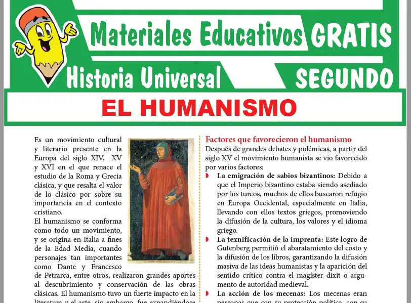 Ficha de El Humanismo para Segundo Grado de Secundaria