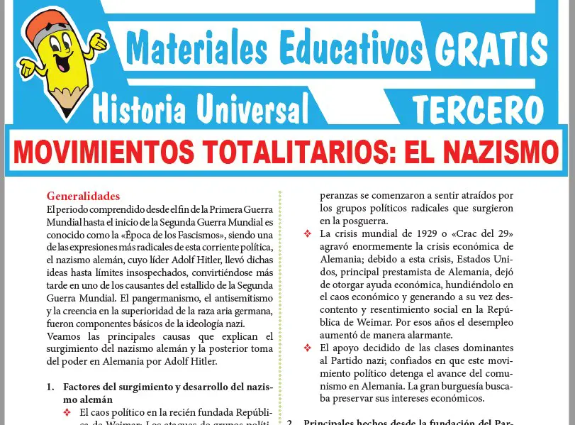 Ficha de El Nazismo para Tercer Grado de Secundaria