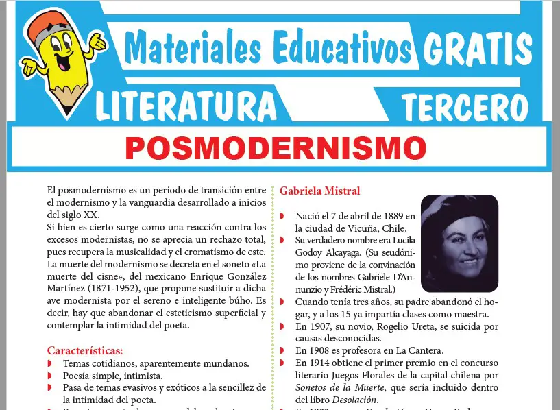 Ficha de El Posmodernismo para Tercer Grado de Secundaria