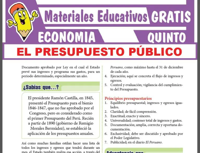 El Presupuesto Público Para Quinto Grado De Secundaria