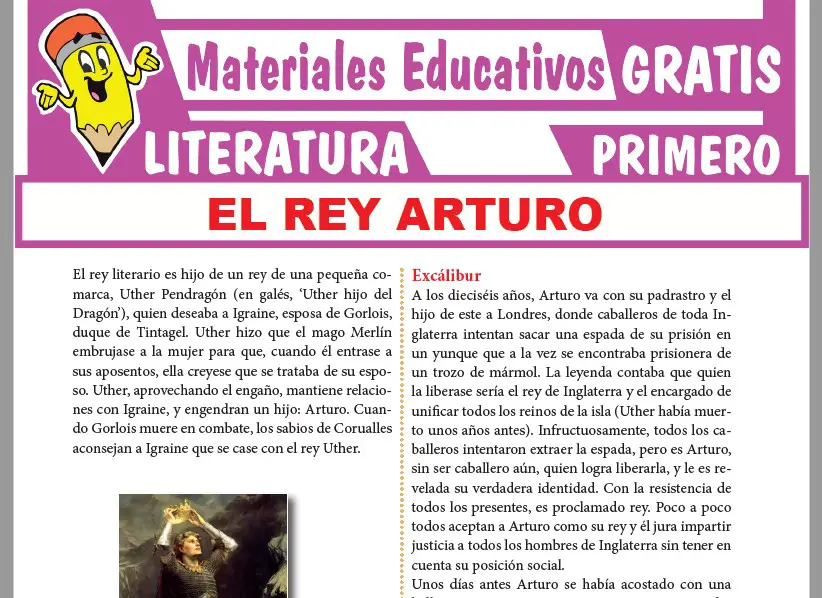 Ficha de El Rey Arturo para Primer Grado de Secundaria