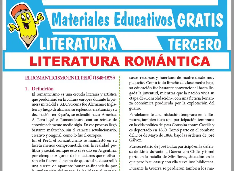 Ficha de El Romanticismo en el Perú para Tercer Grado de Secundaria
