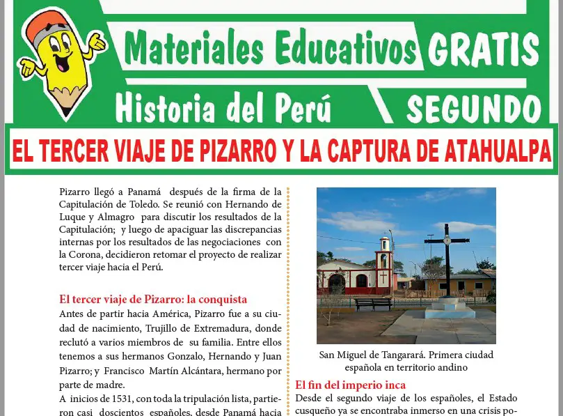 Ficha de El Tercer Viaje de Pizarro y la Captura de Atahualpa para Segundo Grado de Secundaria