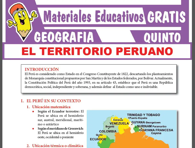 El Territorio Peruano para Quinto Grado de Secundaria