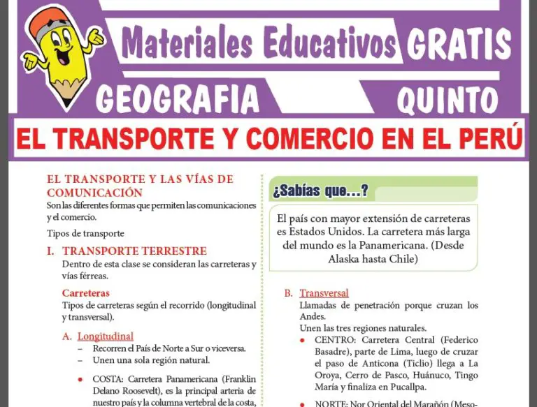 El Transporte Y Comercio En El Perú Para Quinto Grado De Secundaria