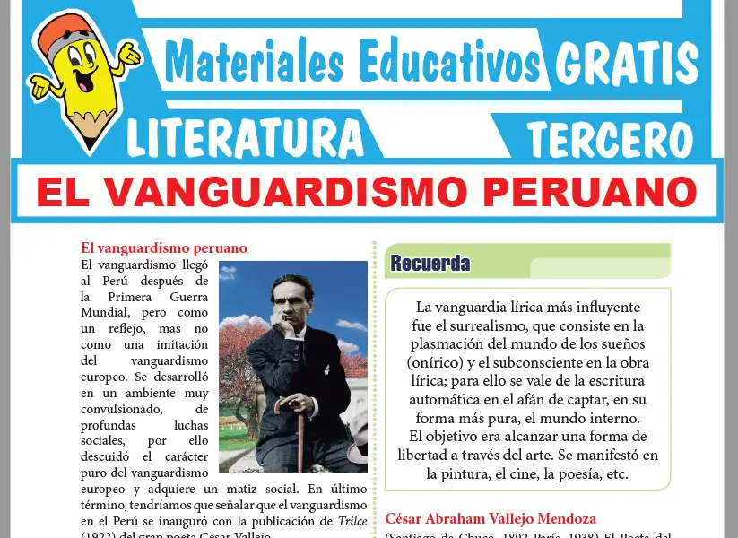Ficha de El Vanguardismo Peruano para Tercer Grado de Secundaria