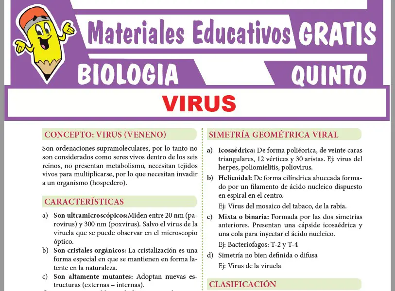 Ficha de El Virus para Quinto Grado de Secundaria