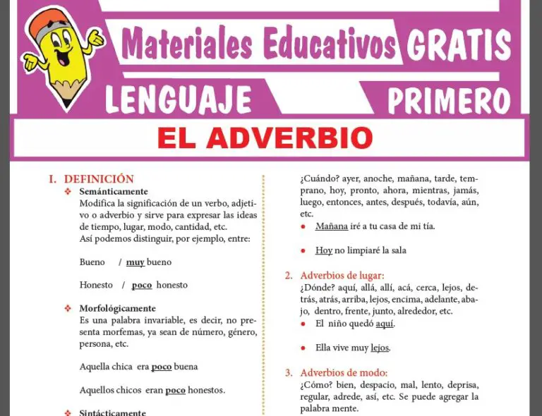 El Adverbio Para Primer Grado De Secundaria ≫ Fichas GRATIS