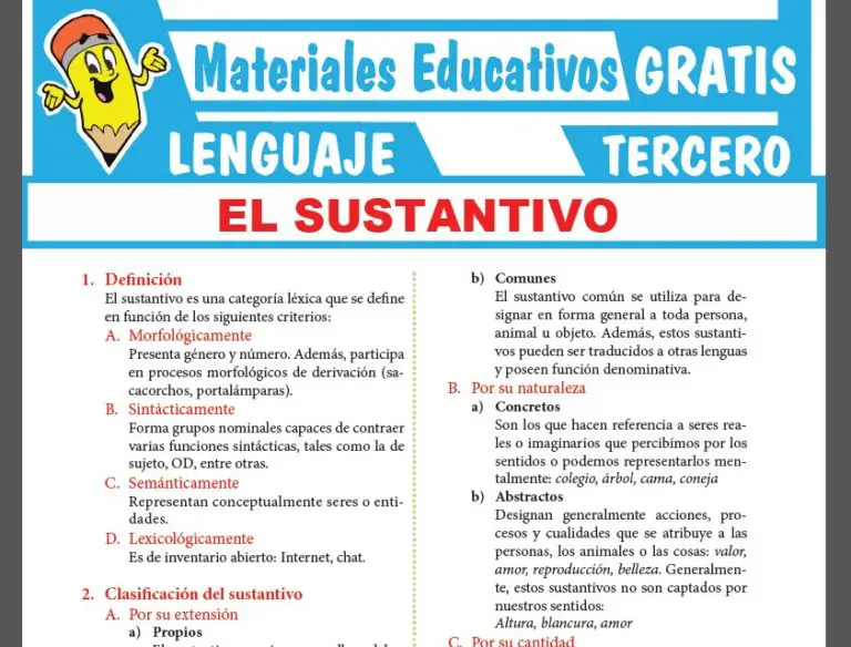 Clases De Sustantivos Para Tercer Grado De Secundaria - GRATIS