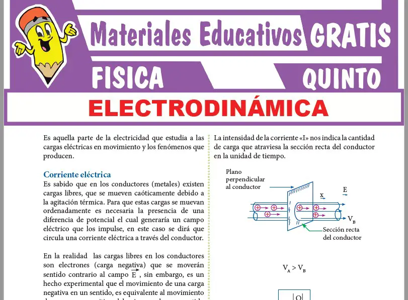 Ficha de Electrodinámica para Quinto Grado de Secundaria