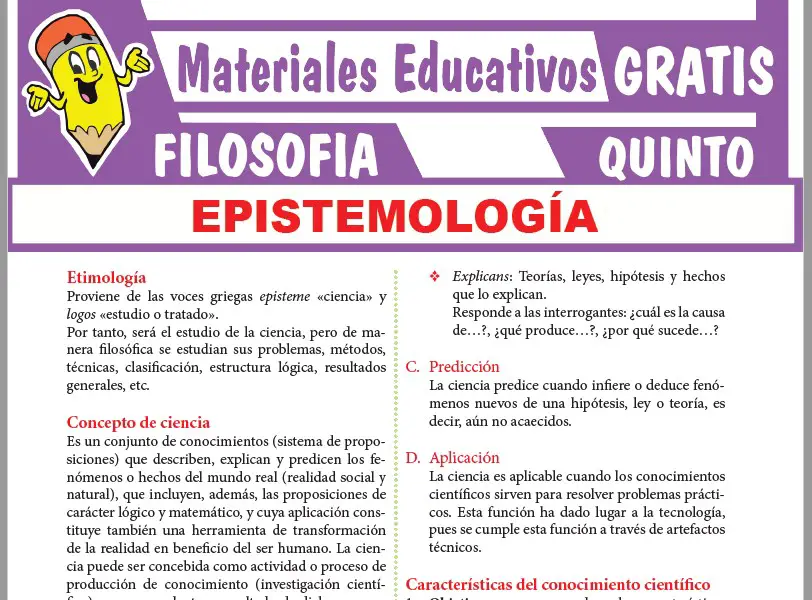 Ficha de Epistemología para Quinto Grado de Secundaria
